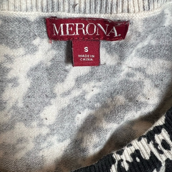 MERONA women Black and White Patterned cardigan Sweater/size S - Picture 4 of 8